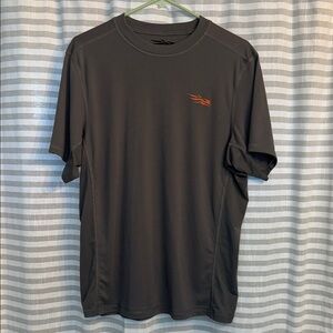 Men’s Short Sleeve Performance Tee in Charcoal with Orange Accent
